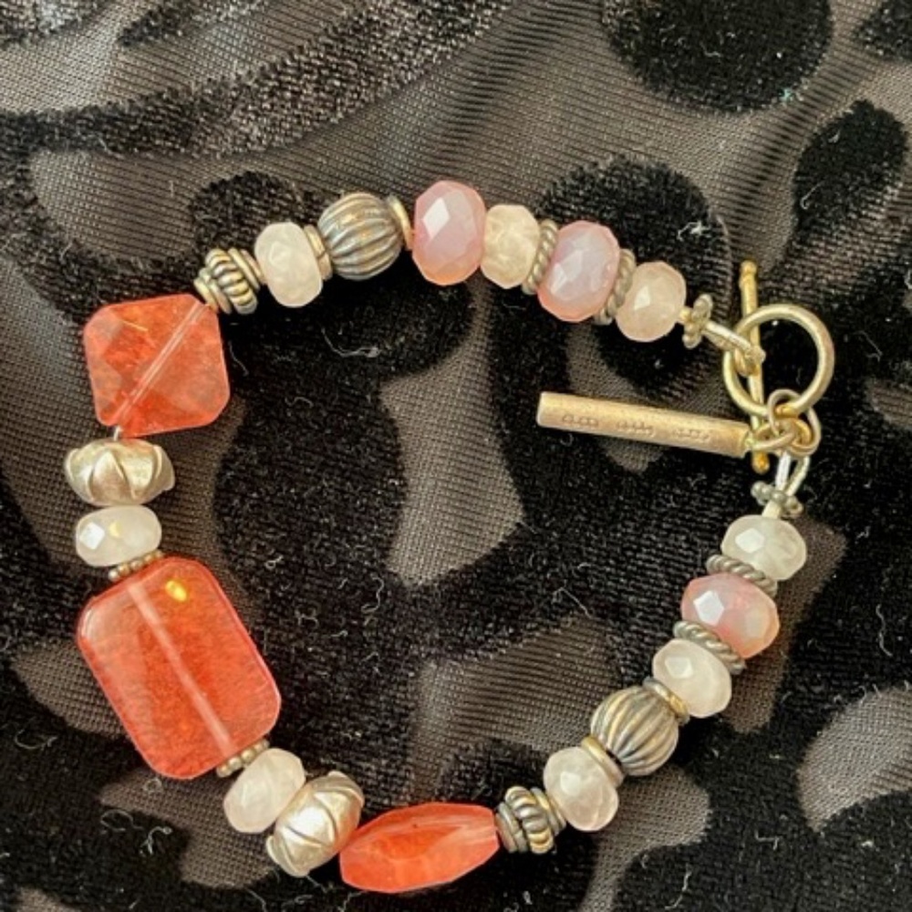 Rose Quartz and Faceted Pink Calcedony Bracelet